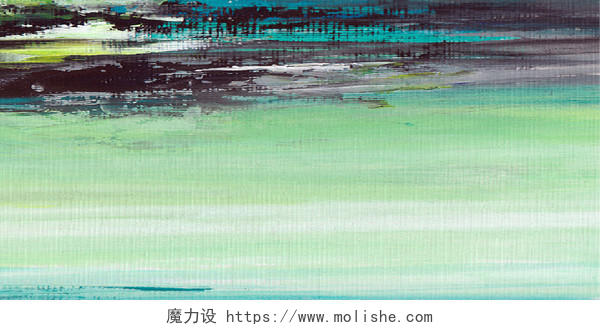 绿蓝色油画浪漫唯美现代纹理中国风清新文艺春天展板背景春天背景